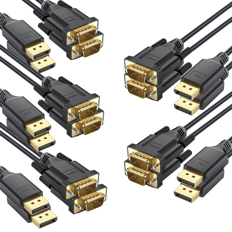 DteeDck DisplayPort to VGA Cable 6ft 10 Pack, Display Port DP to VGA Adapter Cable Converter Male to Male Braided Cord for Monitor Desktop Laptop Display Projector HDTV - Image 1